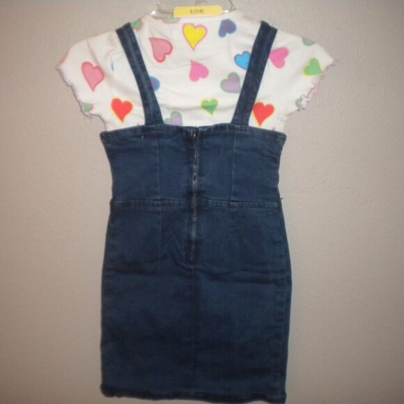 Steve Madden Girls Medium Light Blue Denim Hearts Top 2 Piece Dress Set NWT - Picture 5 of 6